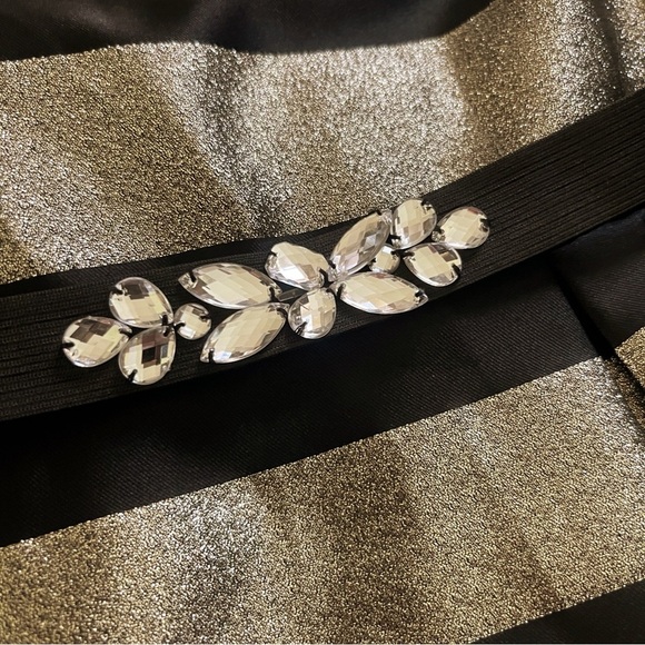 Amy Byer Girls 14 Formal Dress Shimmery Gold Blue Black Wedding Holiday Event - Picture 11 of 12